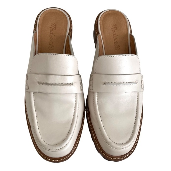 MADEWELL Corrine Leather Lug Sole Loafer Mules in Oyster - Picture 4 of 11